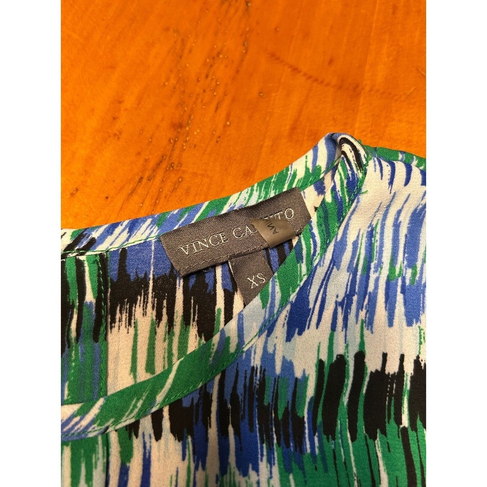 Vince Camuto Y2K Digital Art Vibrant Abstract Print High Low Long Sleeve Blouse - Picture 3 of 11